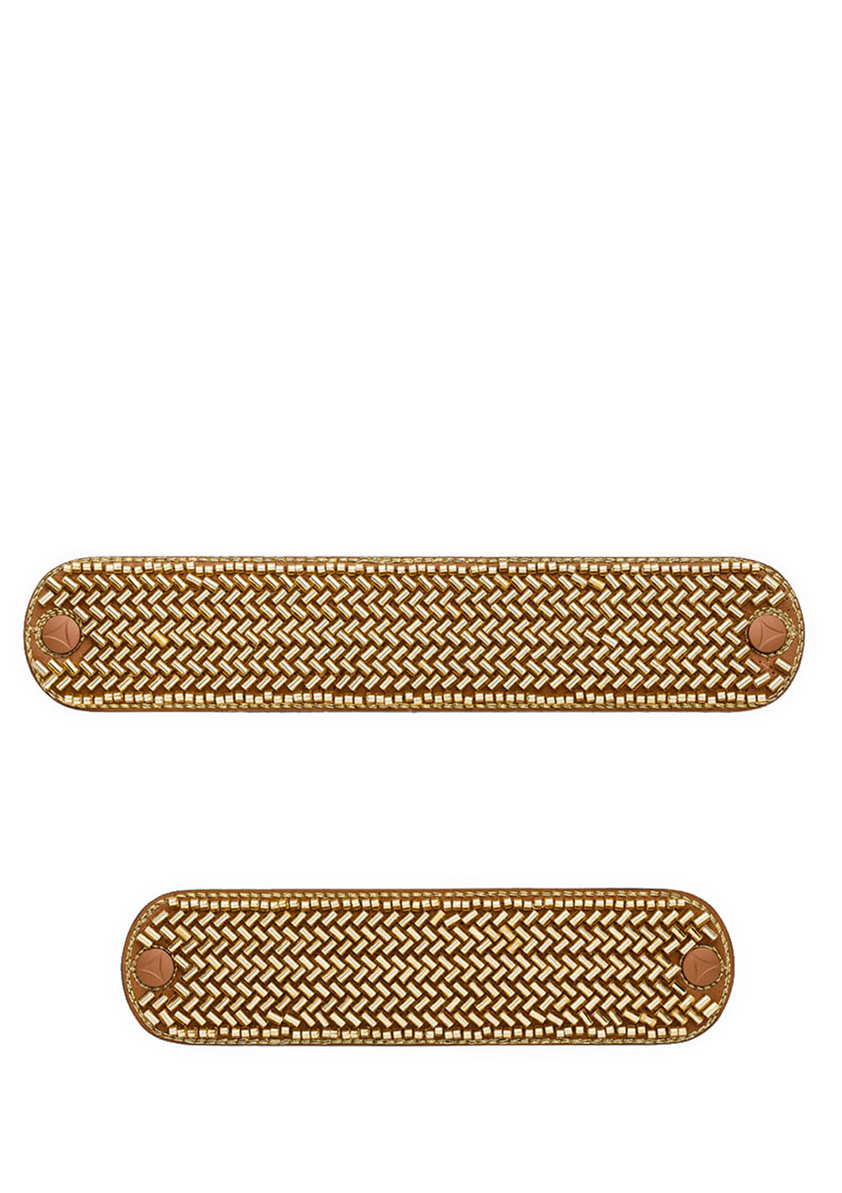 Frontalansicht auf neutralem Hintergrund des Produktes Metallic Beads in der Farbe Cognac