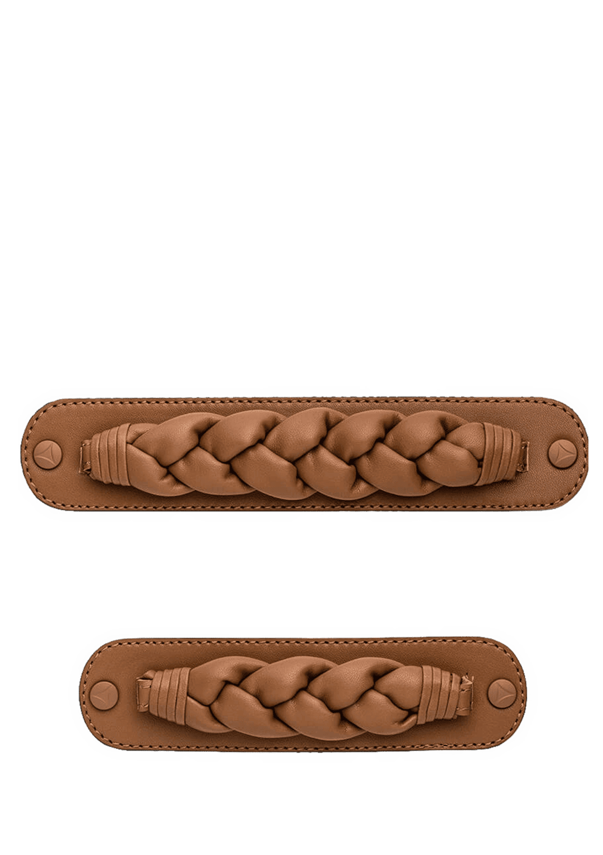 Frontalansicht auf neutralem Hintergrund des Produktes Braided in der Farbe Cognac