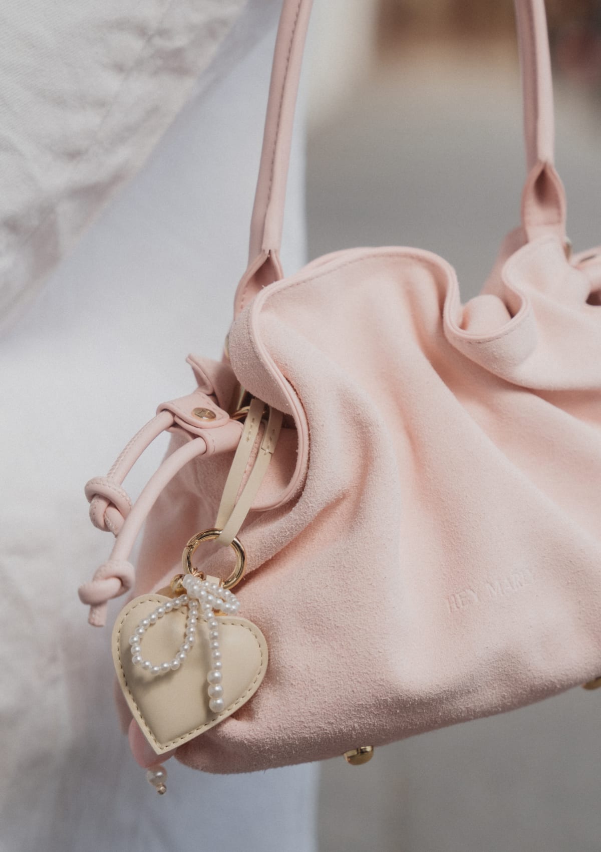 Heart & Pearls Charm - Crema