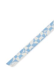 Frontalansicht auf neutralem Hintergrund des Produktes Silky Ribbon Logo Print in der Farbe Blue/Crema