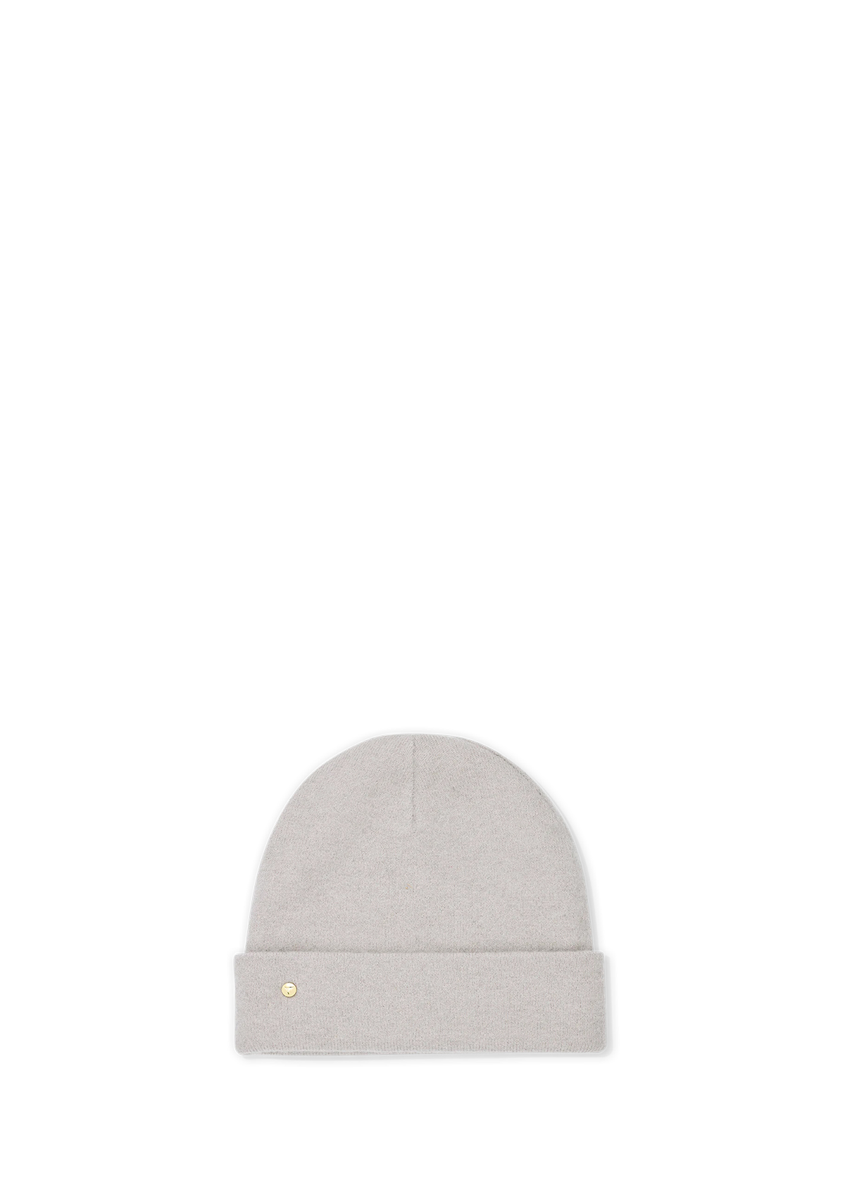 Frontalansicht auf neutralem Hintergrund des Produktes Classic Beanie in der Farbe Greige/Crema